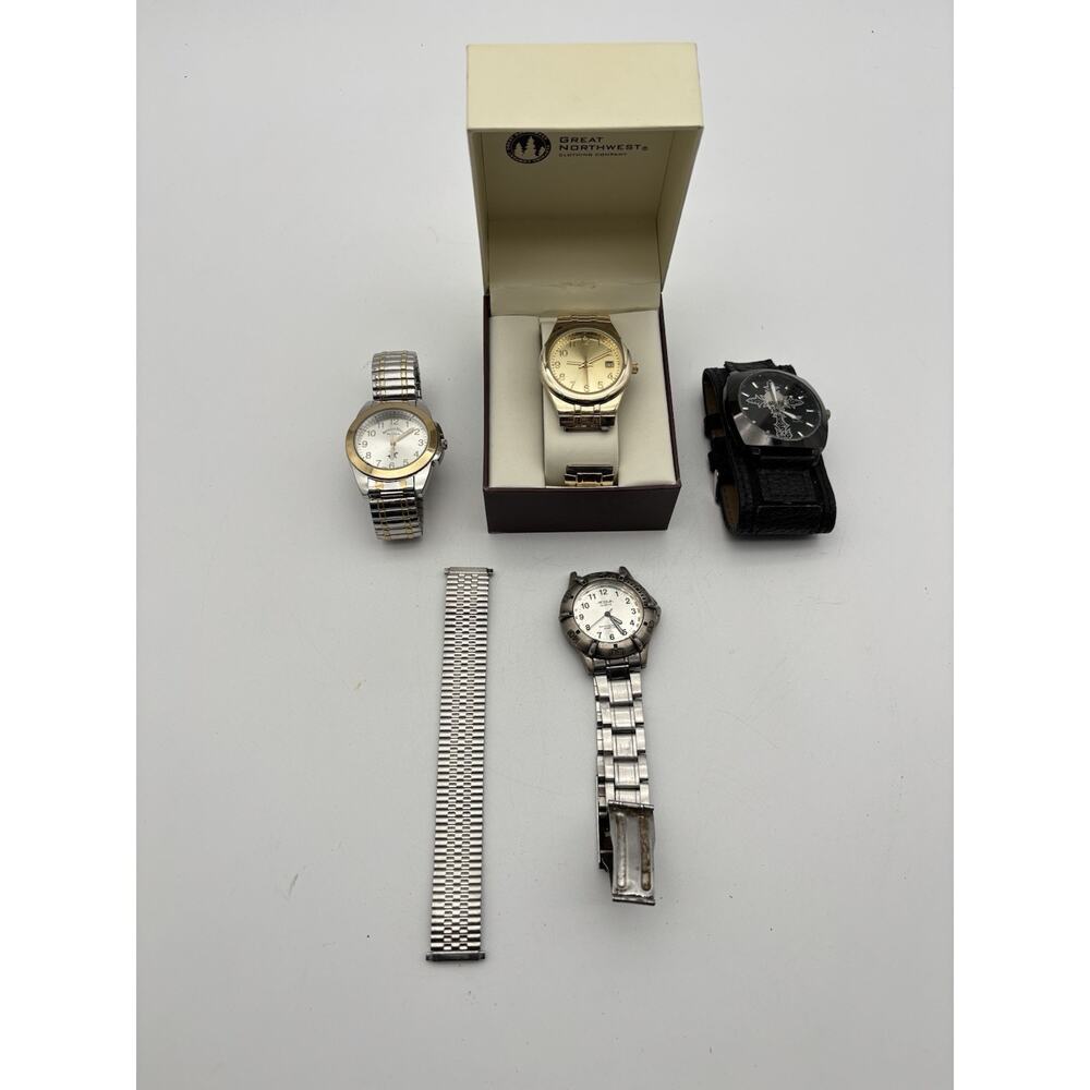 Watch Lot of 4 Watches And 1 Extra Band. Untested As-Is For Parts And Repair